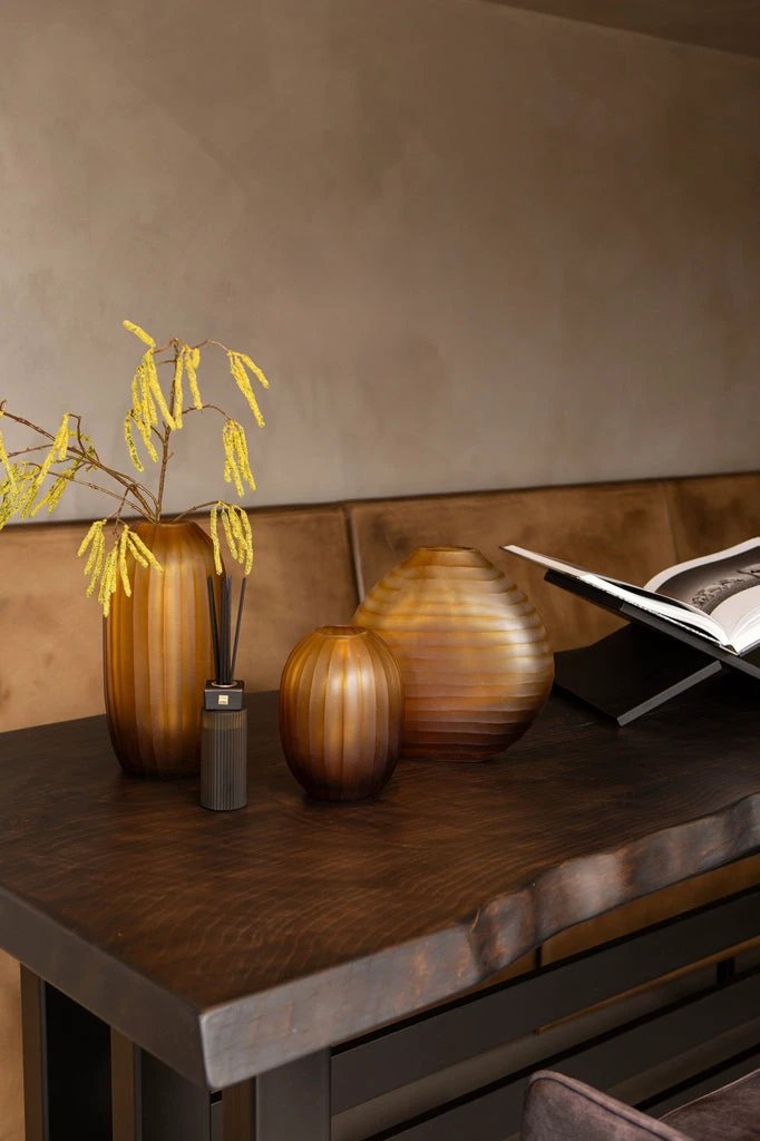 Lavanya Brown glazen ovale vaas L by PTMD