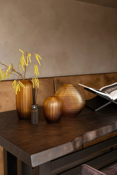 Lavanya Brown glazen ovale vaas L by PTMD