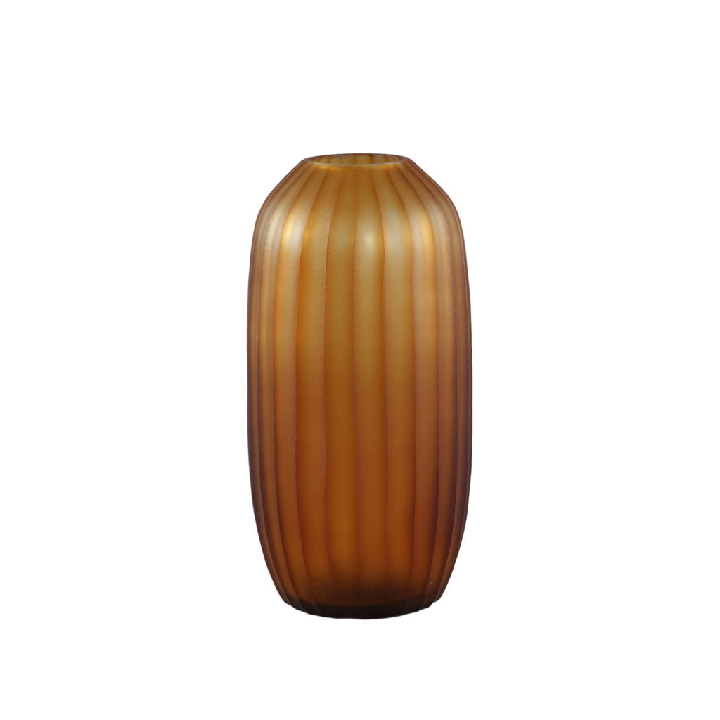 Lavanya Brown ronde vaas hoge vorm gesneden - depauwwonen
