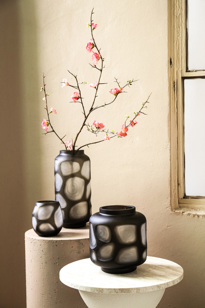 Azize Groene vaas van geslepen glas S - depauwwonen