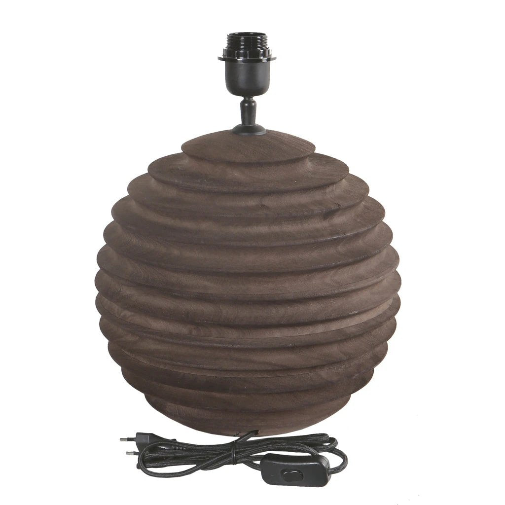 Roven Brown mangohout geribbelde tafellampvoet by PTMD