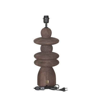 Callain Brown mangohouten tafellampvoet rond by PTMD