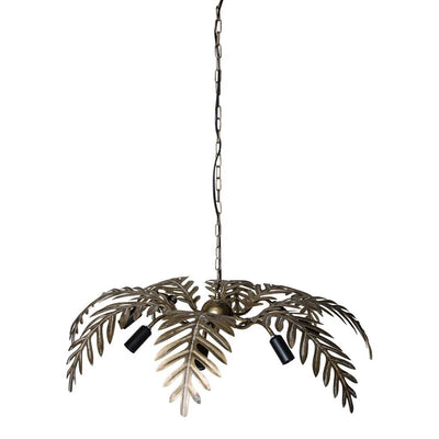 Moira Gouden metalen hanglamp met brede palmbladeren by PTMD