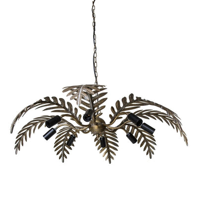 Moira Gouden metalen hanglamp met brede palmbladeren by PTMD