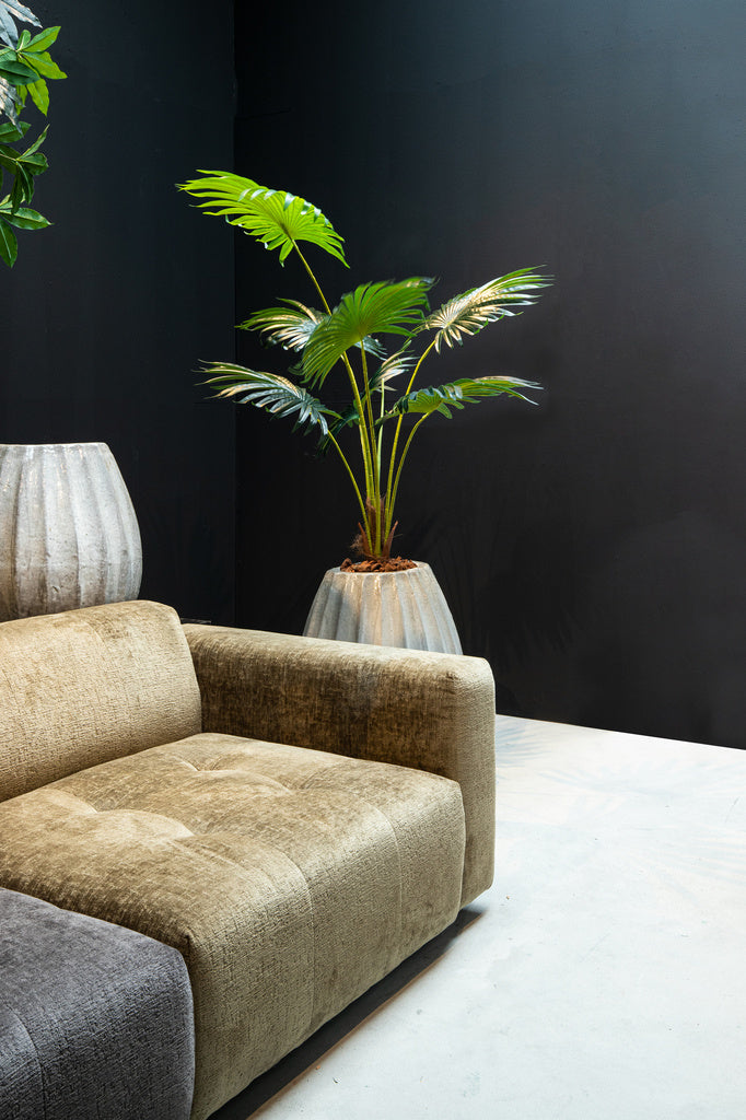 Lionne Witte keramische pot geribbelde bol rond S - depauwwonen