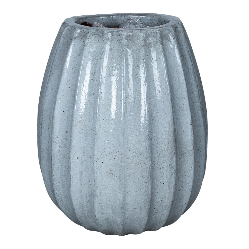 Lionne Witte keramische pot geribbelde bol rond L by PTMD