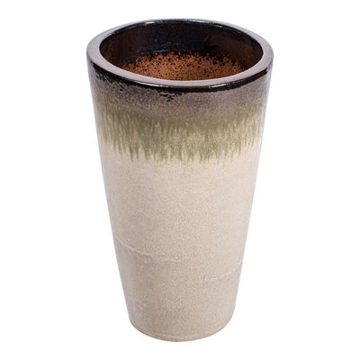 Relly Bronzen parel twee tinten keramische pot hoog rond by PTMD