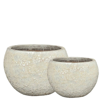 Javier Grijs keramische kom pot rond set van 2 by PTMD