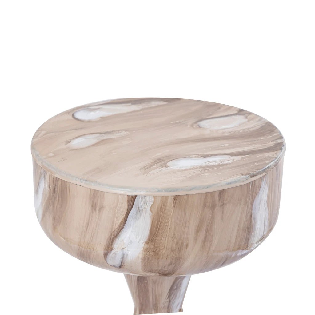 Maran Cream shiny iron sidetable round S by PTMD