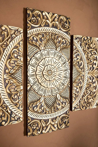 Sharlene Gold MDF antiek gesneden wandpaneel 5 stuks by PTMD