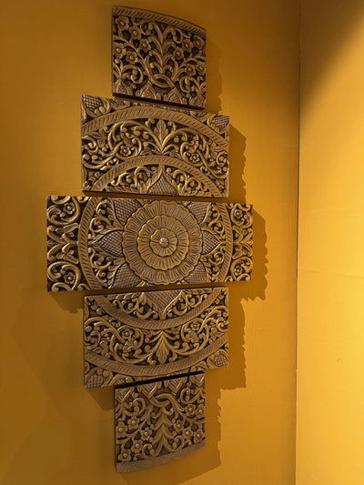 Sharlene Gold MDF antiek gesneden wandpaneel 5 stuks by PTMD