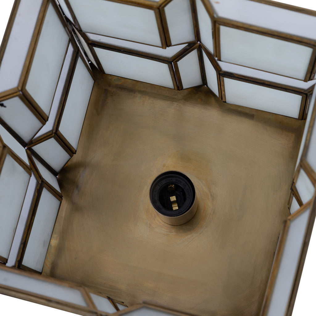 Layra Witte melkglazen tafellamp antiek laag - depauwwonen