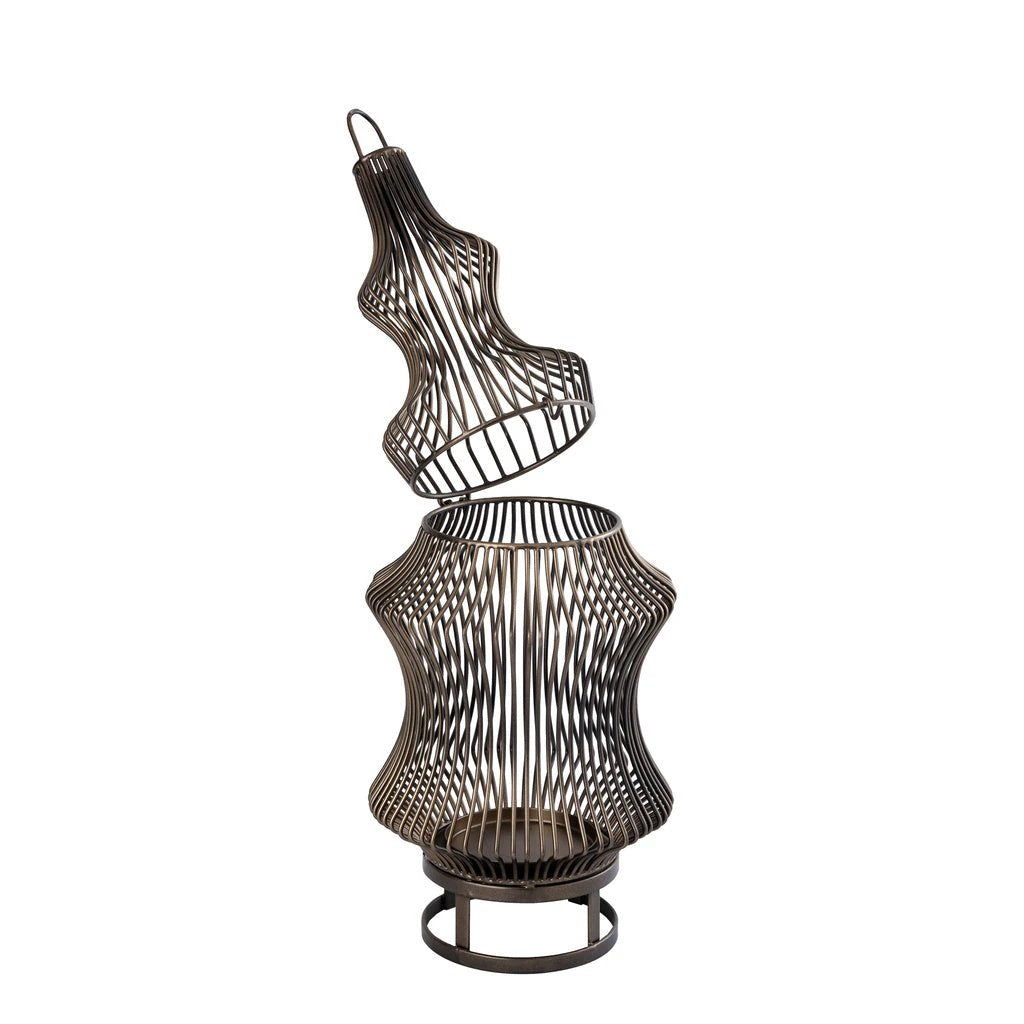Tobin Brass ijzeren ronde bedrade lantaarn. by PTMD