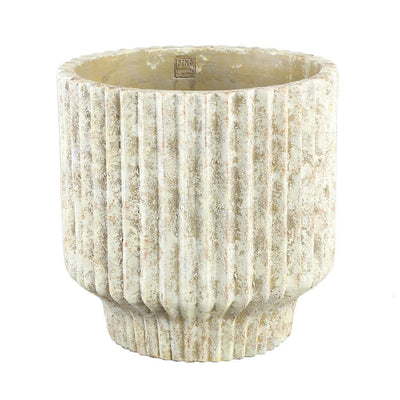 Gabriel Cream cement pot ronde lijnen XXL by PTMD