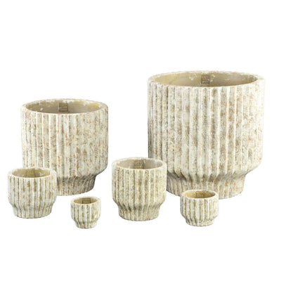 Gabriel Cream cement pot ronde lijnen XXL by PTMD