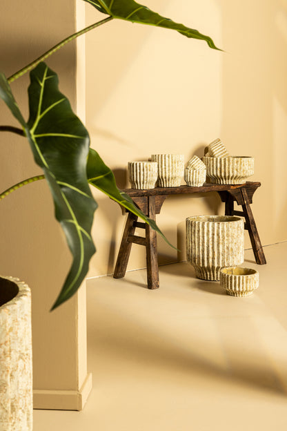 Gabriel Cream cement pot ronde lijnen XXL - depauwwonen