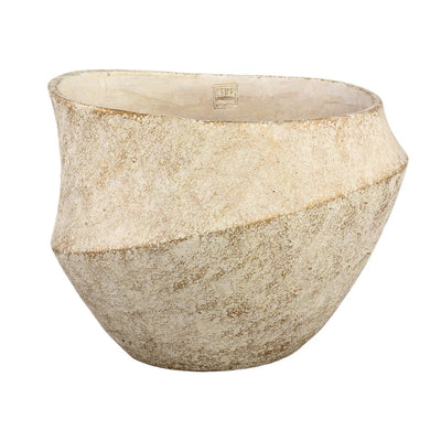 Rishell Room cement ronde pot met lijn grote L by PTMD