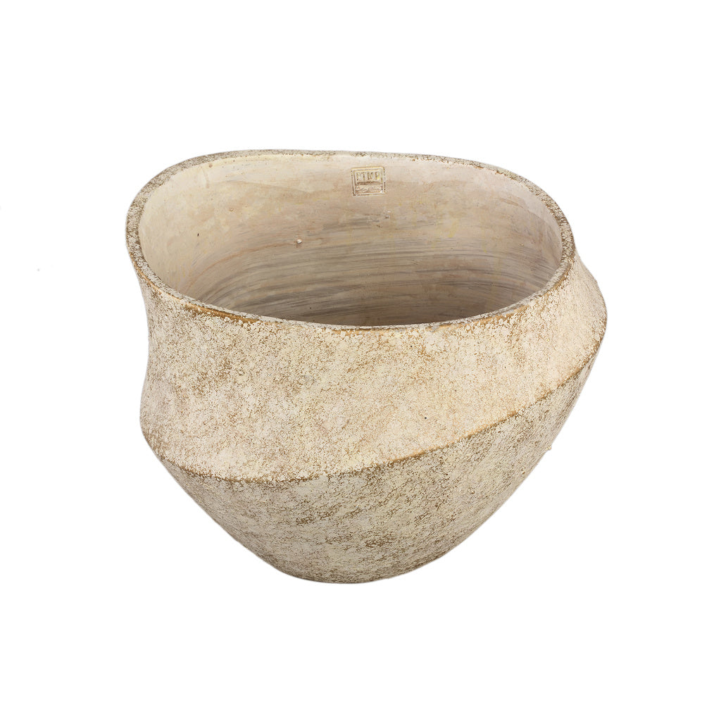 Rishell Room cement ronde pot met lijn grote L - depauwwonen