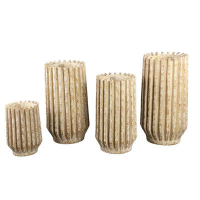 Zariya Room cement ronde pot geribbelde lijnen hoog M by PTMD