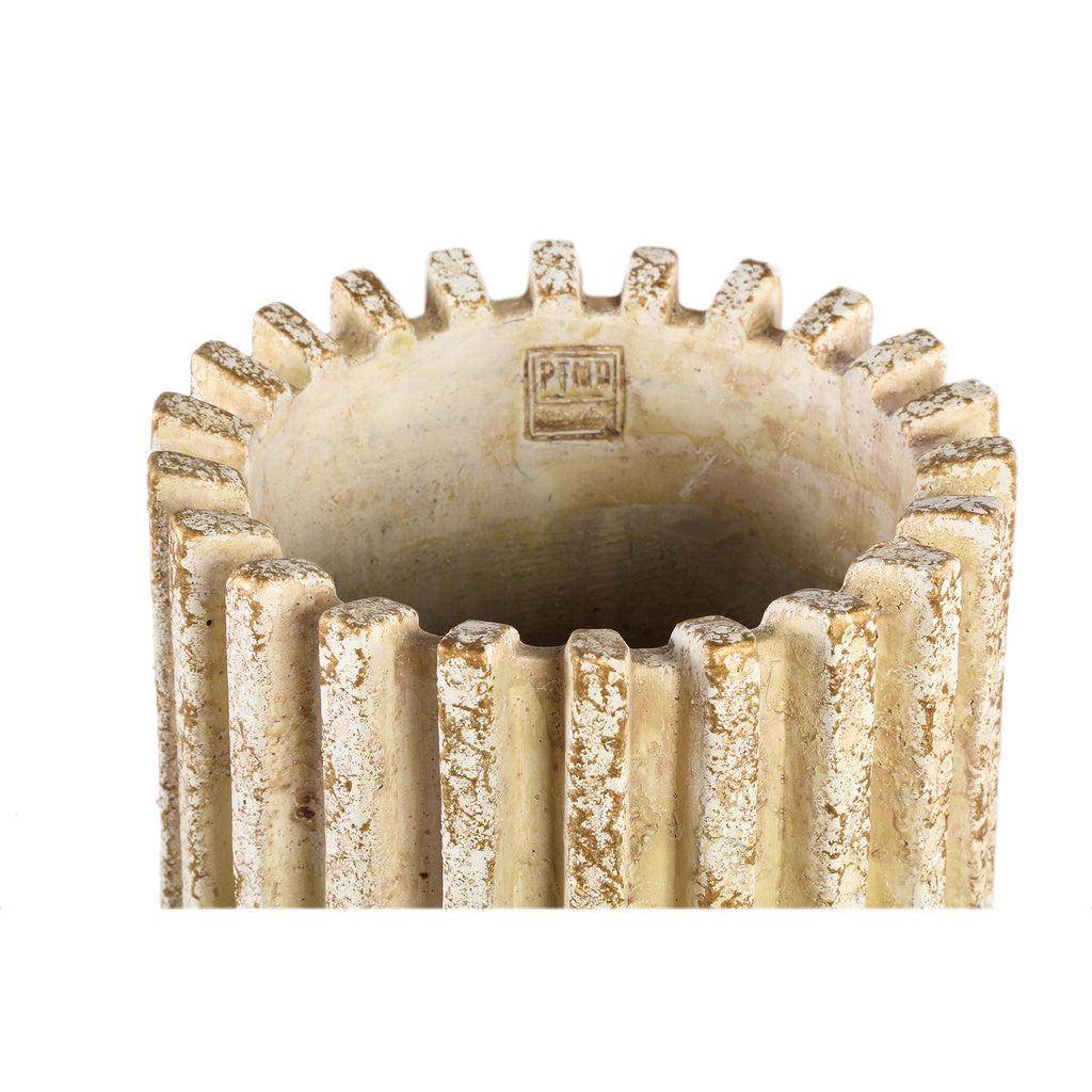 Zariya Room cement ronde pot geribbelde lijnen hoog L - depauwwonen