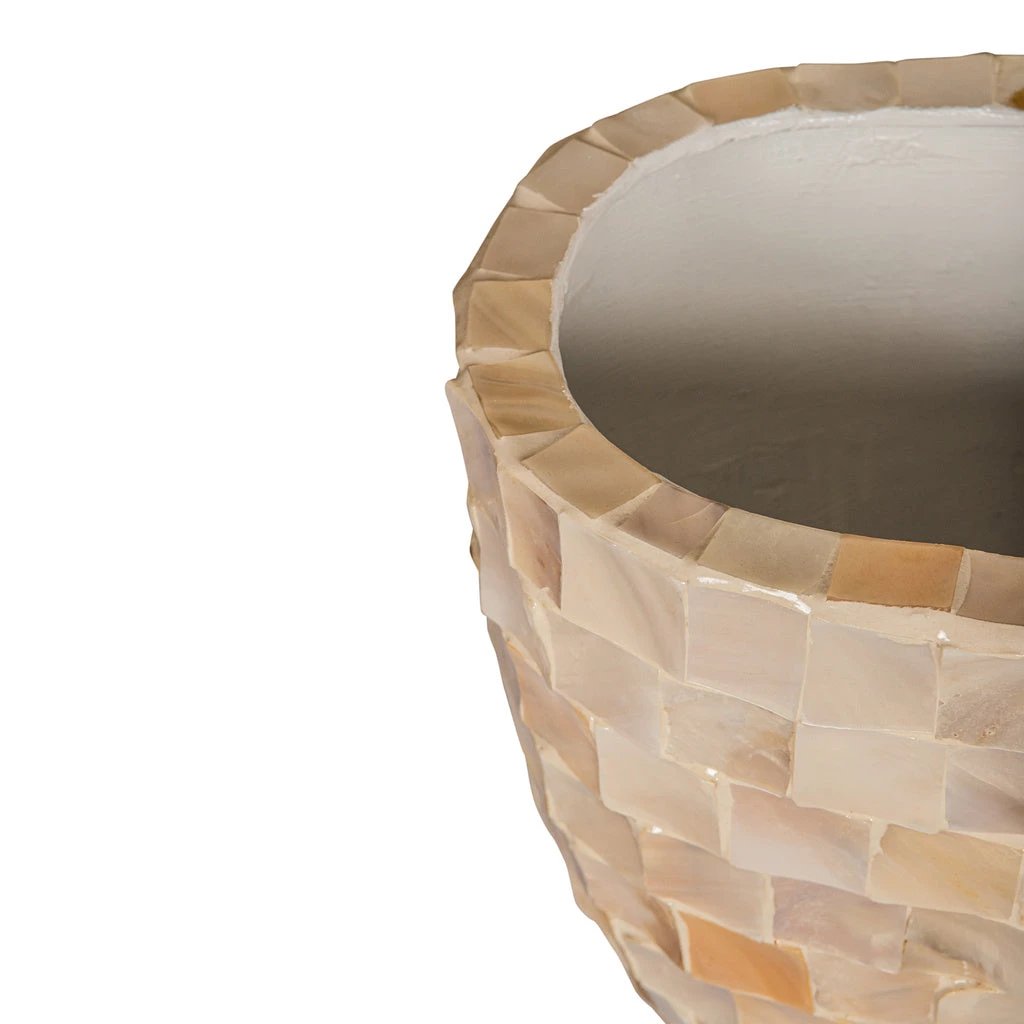 Daven Cream poly shell pot ovaal hoog S by PTMD