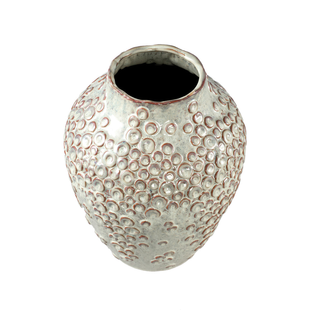 Avis Cream keramische pot met ronde vormige schalen hoog L - depauwwonen