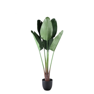 Kunstplant reizigerspalm 6 bladeren in plastic pot by PTMD