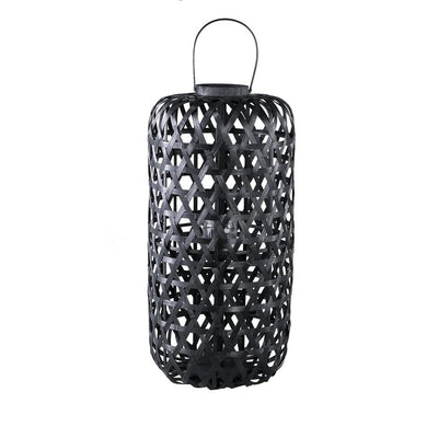 Mayita Zwarte ronde bamboe lantaarn met glas L by PTMD