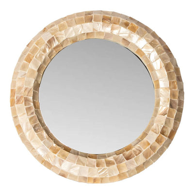 Chelsae Crème poly ronde schelpspiegel klein by PTMD
