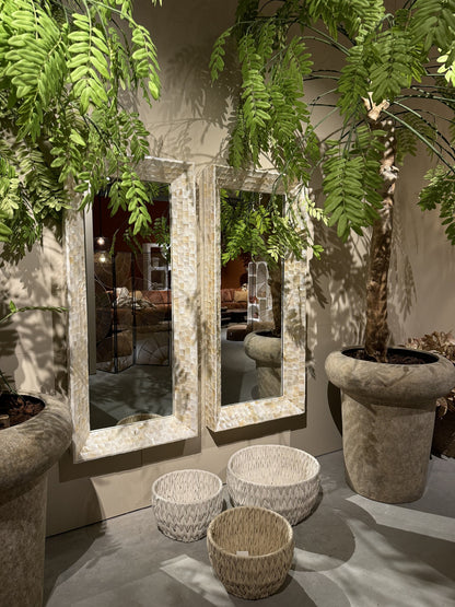 Chelsae Crème poly rechthoekige schelpspiegel - depauwwonen