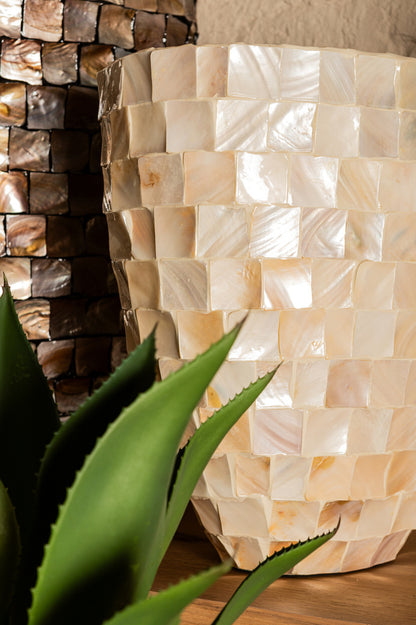 Chelsae Crème poly rechthoekige schelpspiegel - depauwwonen