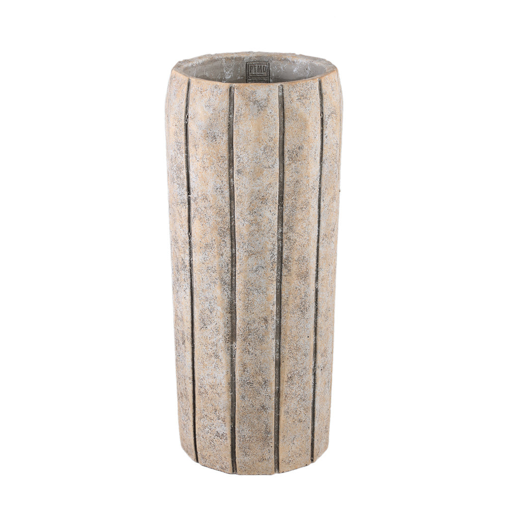 Imani Taupe cement pot hoog met strepen L. - depauwwonen