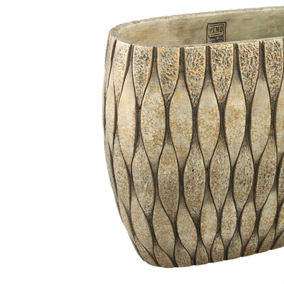 Joedi Taupe cement pot gemengde structuur ovaal L by PTMD