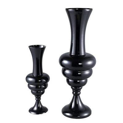 Nimai Glazen Vaas – Zwart Antiek Design met Glans by PTMD