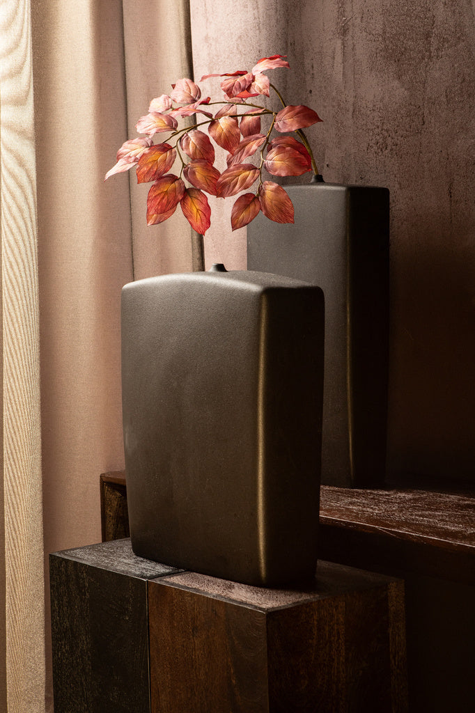 Janettee Zwarte rechthoekige keramische fles S - depauwwonen