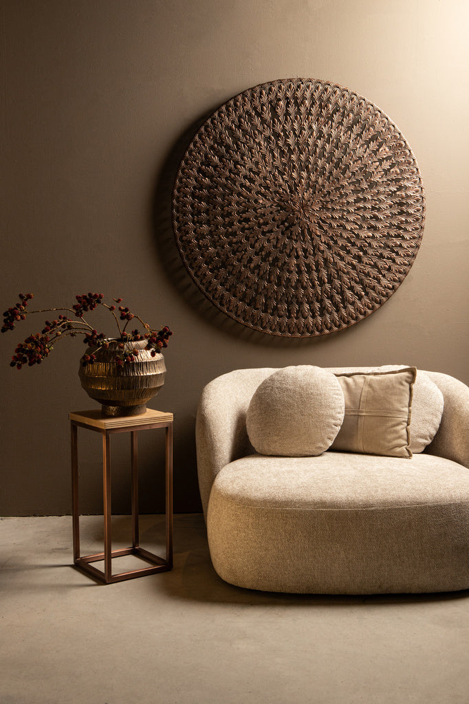 Xavery Koperen ronde ijzeren wandpaneel met uitgesneden uitstraling L - depauwwonen