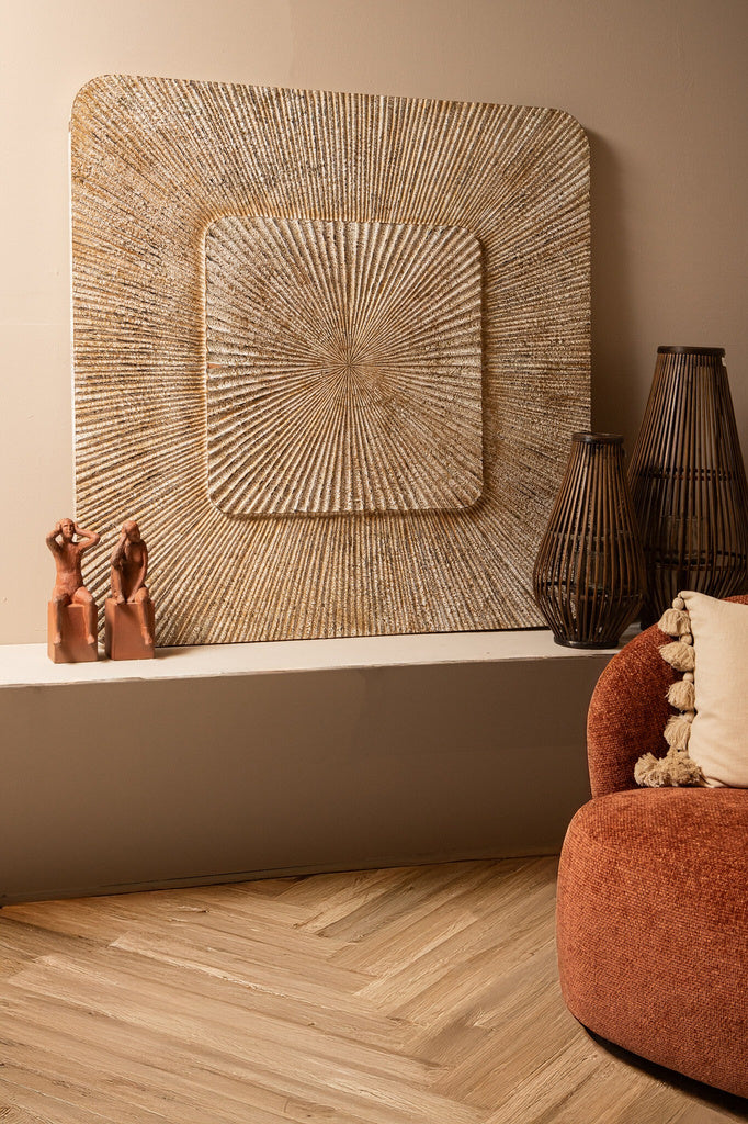 Dishita Cream vierkante MDF wandpaneel geribbeld klein - depauwwonen