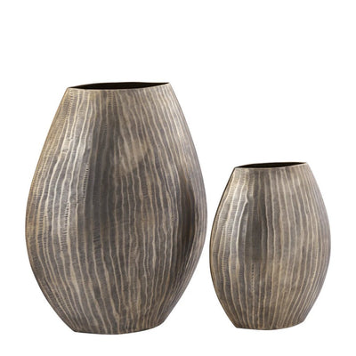 Jowad Antiek Goud aluminium pot hoog ovaal M by PTMD