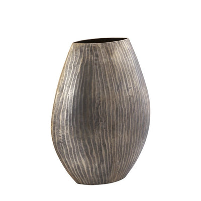 Jowad Antiek Goud aluminium pot hoog ovaal M by PTMD