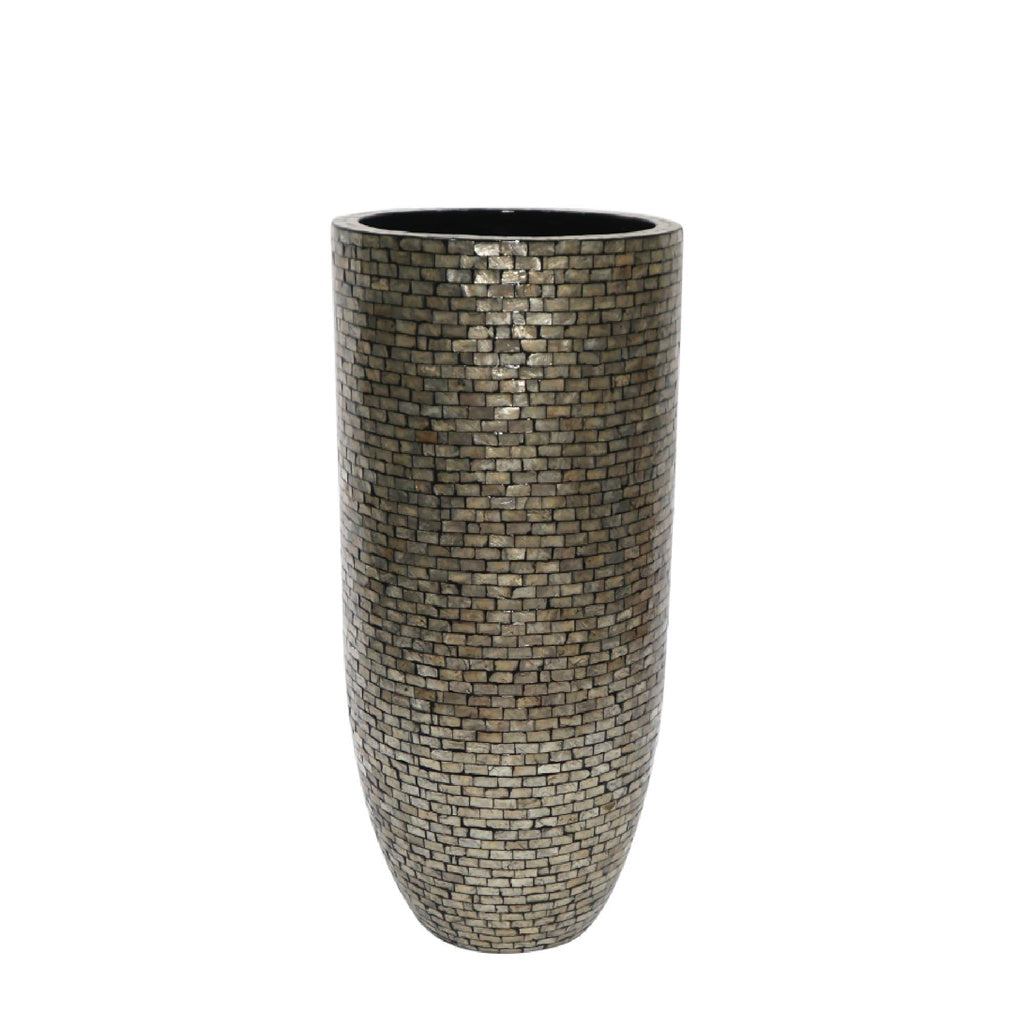 Adrija Champagne round poly shell bamboo pot L - depauwwonen