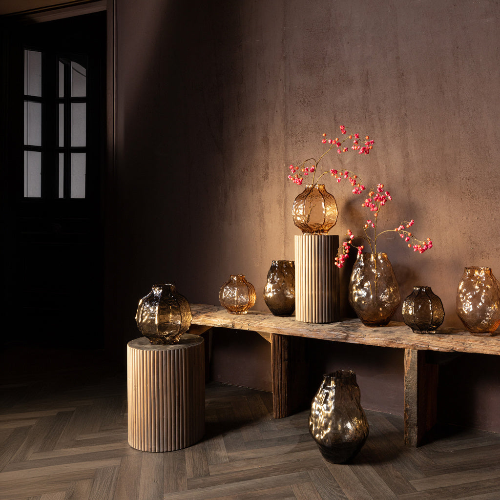 Narin Cream onregelmatig gevormde glazen vaas L - depauwwonen