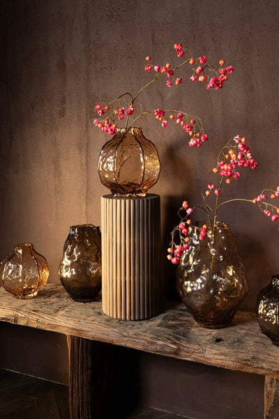 Narin Bruine onregelmatig gevormde glazen vaas S by PTMD