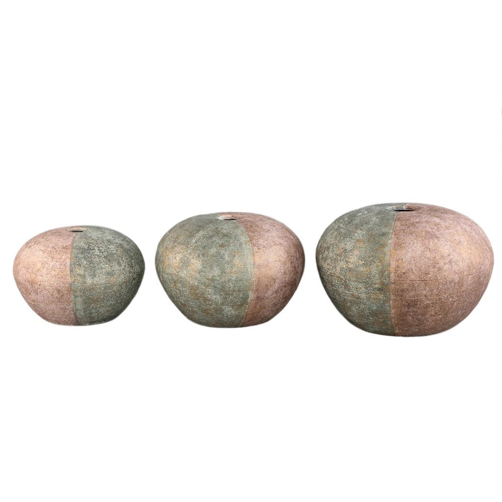 Chareece Grey halve bruine cement ronde vaas L by PTMD