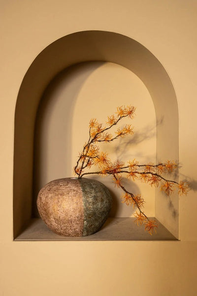 Chareece Grey halve bruine cement ronde vaas M by PTMD