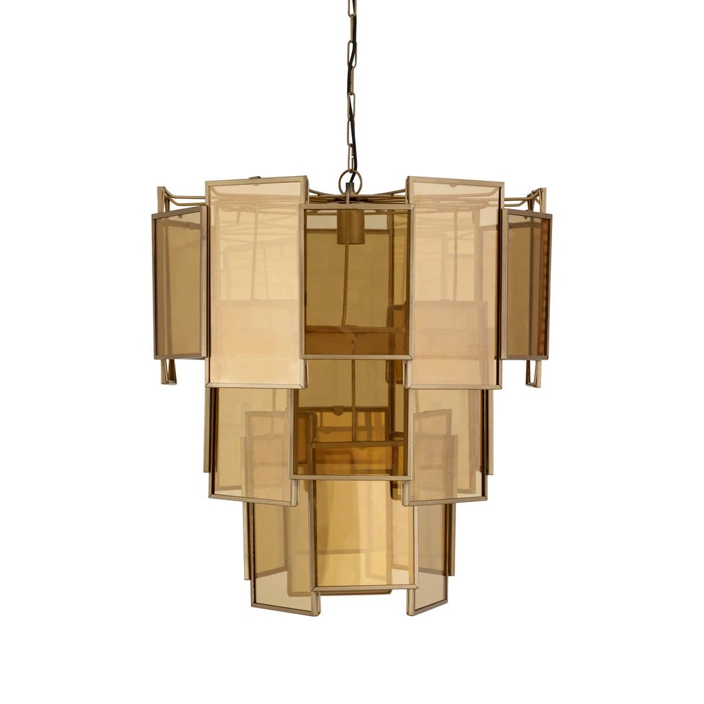 Loucas Brass lustre glazen hanglamp lagen L by PTMD