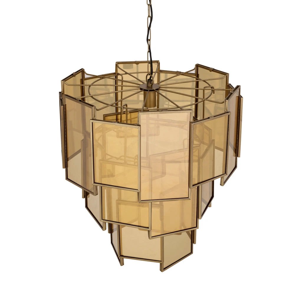 Loucas Brass lustre glazen hanglamp lagen L by PTMD
