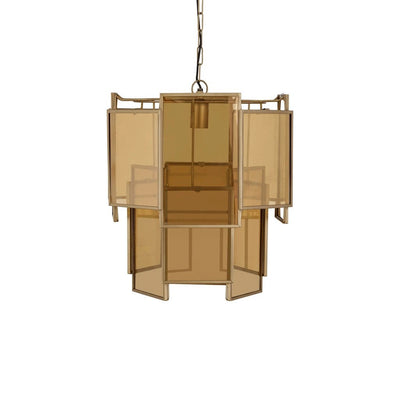 Loucas Brass lustre glazen hanglamp lagen S by PTMD