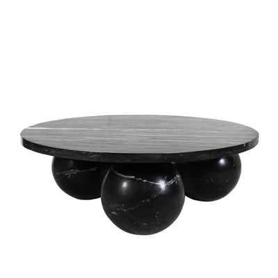 Diro Zwarte Marmeren 3-bal salontafel rond by PTMD