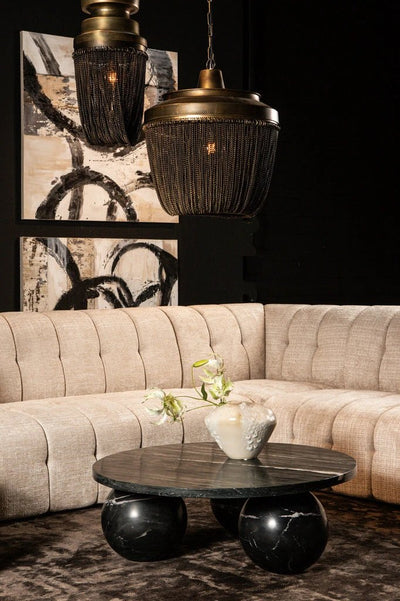 Diro Zwarte Marmeren 3-bal salontafel rond by PTMD