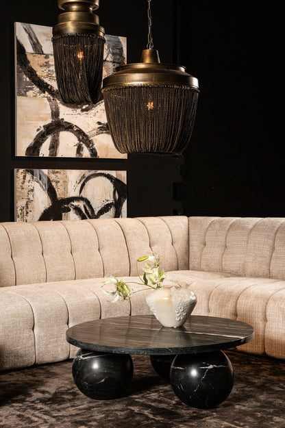 Diro Zwarte Marmeren 3-bal salontafel rond - depauwwonen